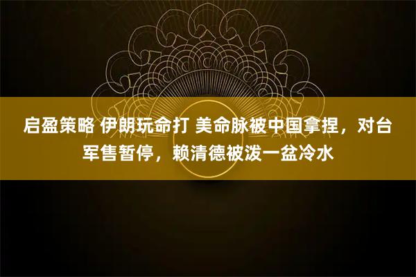 启盈策略 伊朗玩命打 美命脉被中国拿捏，对台军售暂停，赖清德被泼一盆冷水