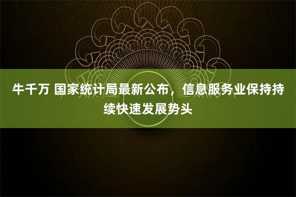 牛千万 国家统计局最新公布，信息服务业保持持续快速发展势头
