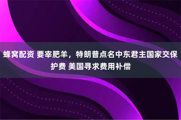 蜂窝配资 要宰肥羊，特朗普点名中东君主国家交保护费 美国寻求费用补偿