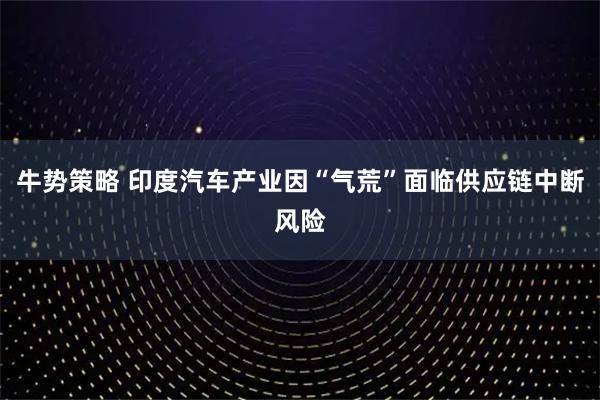 牛势策略 印度汽车产业因“气荒”面临供应链中断风险