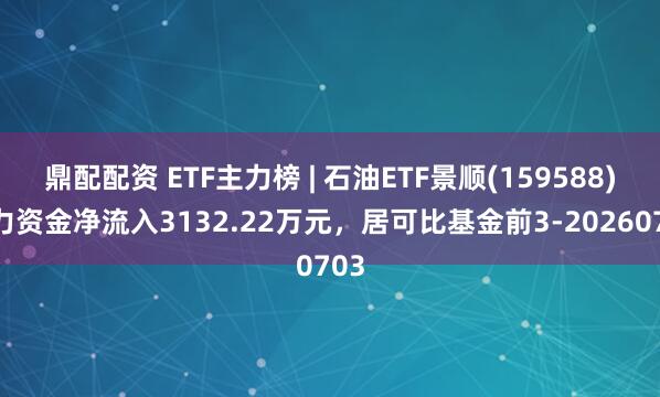 鼎配配资 ETF主力榜 | 石油ETF景顺(159588)主力资金净流入3132.22万元，居可比基金前3-20260703